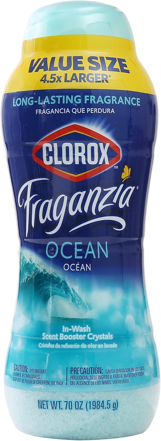 Clorox Fraganzia Laundry Scent Booster Crystals in Ocean Scent - Scented In-Wash Freshener Beads for Fresh, Clean, Great Smelling Clothes and Linens, 70 Oz