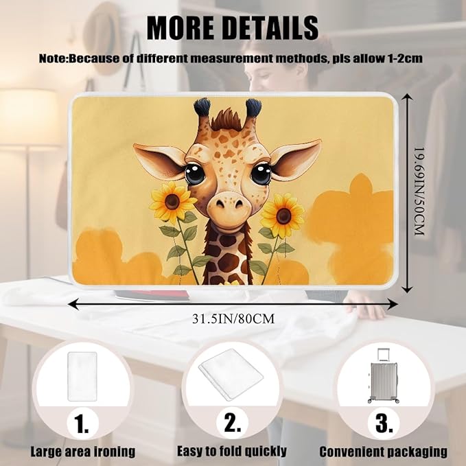 Funny Ironing Mat Portable Giraffe Ironing Pad for Steam Pressing on Tabletop or Bed,Heat Resistant Portable Quilting & Travel Blanket Ironing Board Alternative Cover