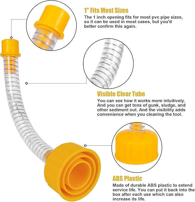 Wet Vac Attachment A/C Drain Lines Cleaner Tool, AC Drain Line Vacuum Adapter to Unclog and Evacuate ABS Compatiable With Most PVC Pipe Sizes Orange