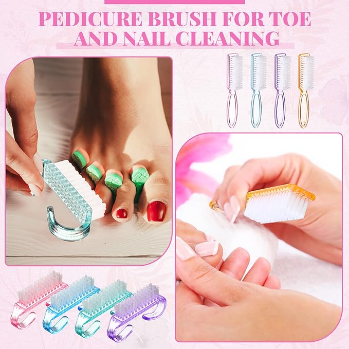 Patelai 48 Pcs Handle Grip Nail Brush Bulk Colorful Nail Scrubber Cleaner Fingernail Brushes Hand Toes Scrub Cleaning Brushes Pedicure Scrubbing Tool for Men and Women, Multicolor Brush