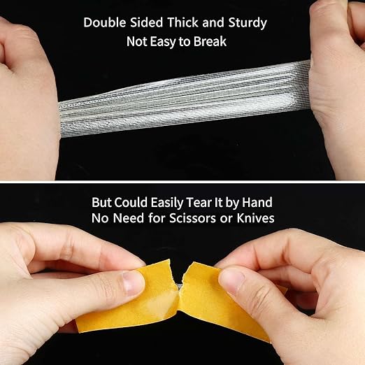 Double-Sided Tape Strong and Tough, 1in x 66FT(20m), Durable Duct Cloth Carpet Rugs Fiberglass Mesh Tape, High Stickiness 2 Sided, Multipurpose Removable Residue-Free, Easy Tear