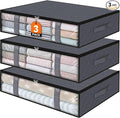 StorageRight Under Bed Storage Bins, 3-Pack 40L Foldable Fabric Storage Bags with Transparent Window, Breathable Organizer for Clothes/Blanket/Comforter/Quilt, Grey