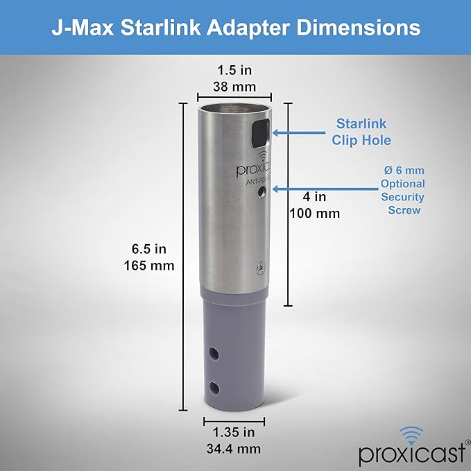 Proxicast Starlink Antenna Adapter for J-Max Antenna Mounts - Stainless Steel Coupler for V2 Rectangular Starlink Satellite Dish Antenna (ANT-800-SA1)