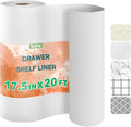 OcePor Non-Adhesive Drawer and Shelf Liner 17.5IN x 20FT，Non Slip Cabinet and Cupboard Liner, Kitchen Cabinet Liners for Shelves, Waterproof Drawer Shelf Liners for Cabinets/Bathroom Cupboard, White