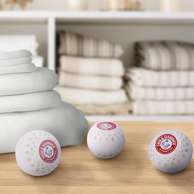 Arm & Hammer Odor Busterz Deodorizing Balls - Air Freshener and Odor Eliminator - Long Lasting Freshness for Home, Bathroom, Closet, Gym Bags, Sports Gear and More - 3-Count, White Linen Scent