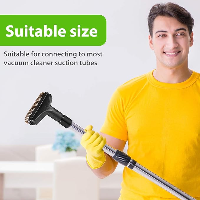 Honoson 2 Pcs 1-1/4 Vacuum Brush Attachment Square Horse Hair Vacuum Dusting Brush Hose Attachments Dust Tool Replacement 1.25 Soft Bristle Cleaner for Standard Hose