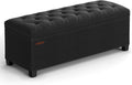 SONGMICS Storage Ottoman Bench, Foot Rest with Legs, 15.7 x 43.3 x 15.7 Inches, End of Bed Bench, Storage Chest, Load up to 660 lb, for Living Room, Bedroom, Entryway, Ink Black ULSF088B01