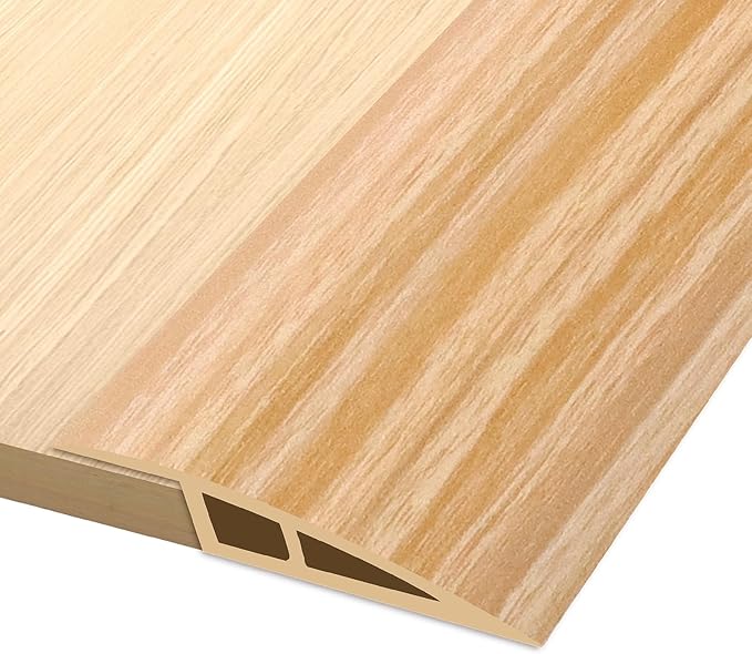 Vinyl Door Threshold Flooring Transition Strip Self Adhesive Carpet Edging Strip for Laminate Doorway Edge Threshold from 3/5" to 4/5" (Light Yellow Wood Grain, 3.3 Ft)