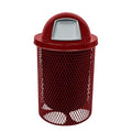 COATEDOUTDOORFURNITURE RDT-TXTBUR Heavy Duty 32 Gallon Round Trash Receptacle, Liner Included, Textured Burgundy with Black Dome, Made in America