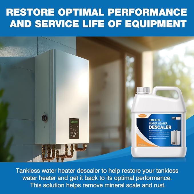 Tankless Water Heater Descaler, Highly Effective Descaler Restores Heating Efficiency - for Tankless Water Heater Systems, Restores Heating Efficiency, Easy to Use, Quart, 32 fl oz