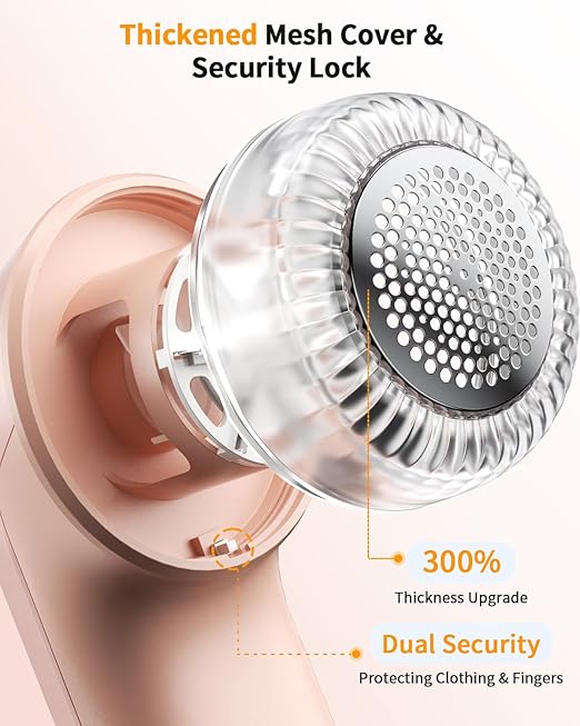 Fabric Shaver, Rechargeable Lint Shaver with Digital Display, Electric Portable Sweater Shaver with 6-Leaf Blades and Safety Lock, 3-Speeds Lint Remover to Remove Pilling for Clothes, Couch (Pink)