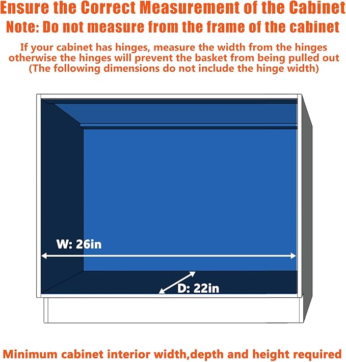 ROOMTEC Pull Out Cabinet Organizer, Cabinet Pull Out Shelves 25½" W x 21½" D, Heavy Duty Cabinet Drawers Slide Out Kitchen Cabinet Organizers Storage Shelf