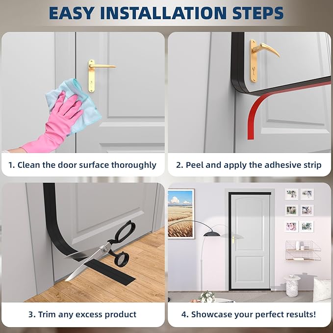 Heavy-Duty 20 ft x 3 in Weather Stripping, Extra Thick 2mm Door Draft Stopper Silicone Seal Strip for House and Glass Shower Doors for Collision and Side Gaps of Door and Windows, Black