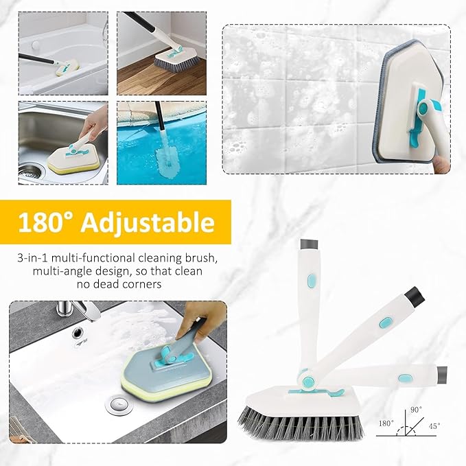 Cleaning Brush for Bathroom Kitchen Bathtube Toilet All Purpose Sponge Brush with Ergonomic Handle (5)