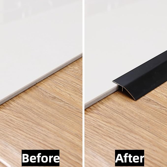 Gaahing Aluminum Floor Transition Threshold Strip, Bridge The Height Gap Between 0.2 to 0.5 inches for Doorway Ramp Tiles Laminate Planks (35.4in x 1.7in, Matte Black)