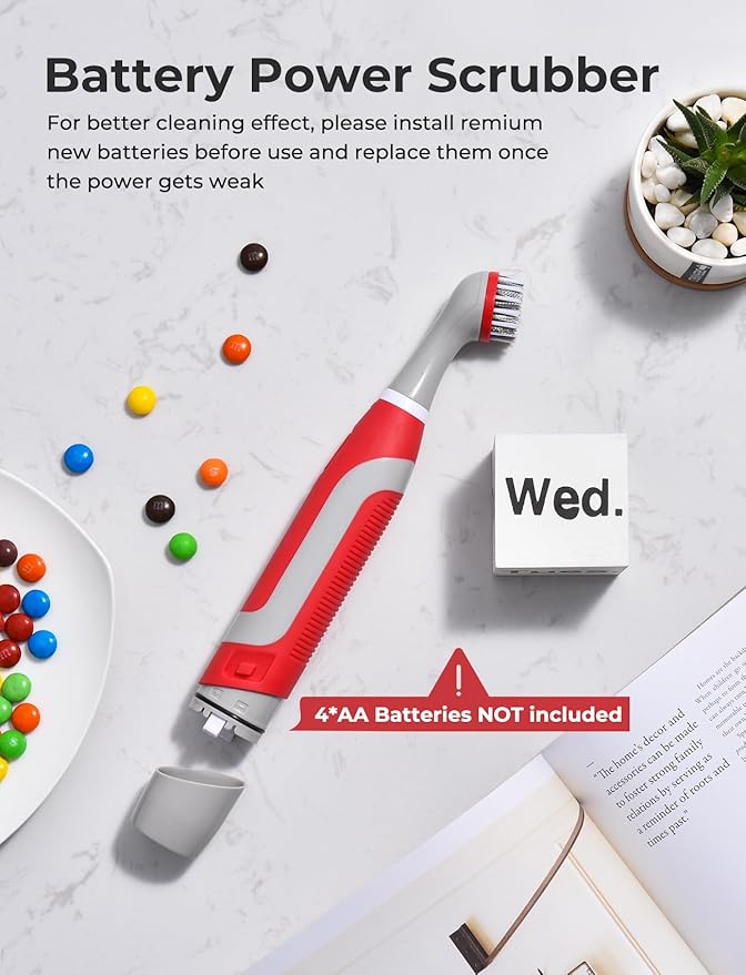 Sweepulire Electric Grout Brush, Battery Operated Power Scrubber with Stainless Steel Wire Brush, Multi-Purpose Tile Grout Cleaner Brush for Cleaning Grout, Tile, Corner, Kitchen, Shower, Tight Space