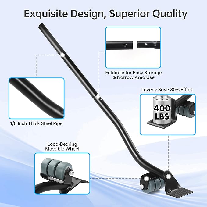 Furniture Lifter Tool, Appliance Lifter, Save 80% Effort, Lift Up to 400 Pounds Heavy Items, Furniture Lifter Jack for Heavy Furniture Appliance, Safely and Easily Lifting Furniture and Appliances