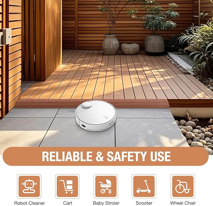 Floor Transition Strip Self Adhesive Vinyl Door Threshold for Doorways Carpet Edging Trim Overlap Edge Reducer for Laminate Floor, Carpet, Tile (Light Brown Wood Grain, 2/5" to 3/5", 10Ft)