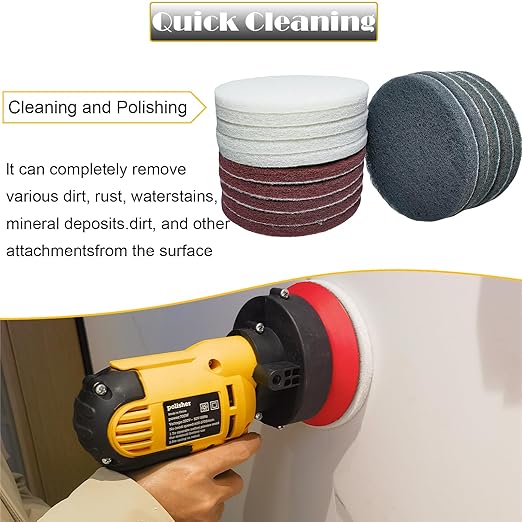 15 PCS 5 Inch Hoop and Loop Multipurpose Scrubber Scouring Pads - Flocking Scuff Pads, 400 800 2000 Grits Conditioning Discs Polishing Pads for Furniture Automotive Cleaning, Rust Removal