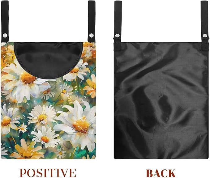 Daisy Clothespin Organizer Bag Shell Beach Clothespin Bags with Hanging Hook Waterproof Clothes Pin Storage Organizer with Large Opening Clothespin Bag for Clothesline Outdoor