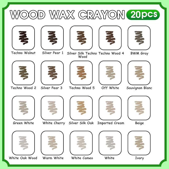 Furniture Markers Touch Up, 20 Colors Wood Filler Sticks, Wood Wax Crayons for Repairing Scratches, Scuffs, Cracks, Holes on Furniture, Floors, Cabinets, Tables, and Doors - Wood Veneer Series