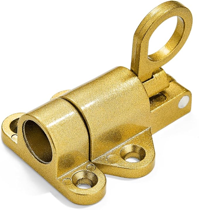 2 Packs Self-Closing Latches，Gold Spring Door Lock，Resilient Bolt Latch Aluminum Alloy Safety Automatic Spring Barrel Slide Door Lock with Screws,Used for Gate,Window and Cabinet etc