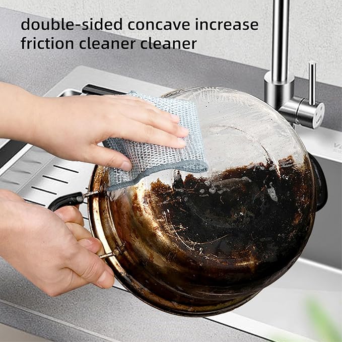 5Pcs Non Scratch Wire Dishcloth, Multipurpose Wire Dishwashing Rags, Steel Metal Wire Cloth Mesh Miracle Cleaning Cloths for Kitchen, Dishes