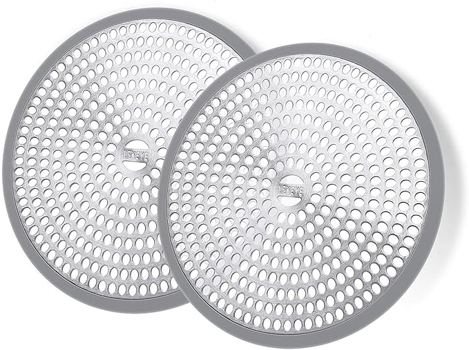 LEKEYE Shower Hair Catcher Drain Protector Strainer-Steel & Silicone 2 Pack