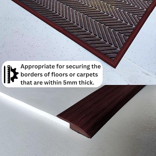 1/5 inch Height Floor Transition Strip, Self Adhesive Carpet Wood Tile Vinyl Flooring Laminate Transition Cover Edge Trim Gap Doorway Threshold for Uneven Floors (40 inches, Red Wine)