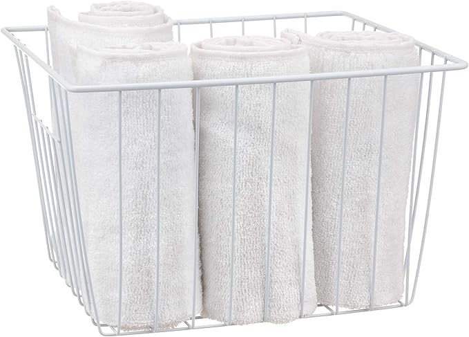 Upright Freezer Organizer Bins， Freezer Baskets for 14, 15 cu.ft Standup Freezer, Wire Storage Bins with Built-in Handles for Frozen Foods, Snacks, Vegetables, Fruits and More, 3Pcs , White