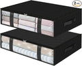 StorageRight Under Bed Storage Bins, 2-Pack 40L Foldable Fabric Storage Bags with Transparent Window, Breathable Organizer for Clothes/Blanket/Comforter/Quiltr, Black