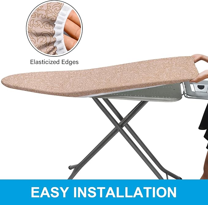 Dalykate Ironing Board Cover 21 x 57 with Scorch and Stain Resistant Thick Padding and Elasticized Edge Ironing Board Covers 4 Fasteners and 1 Protective Scorch Mesh Cloth
