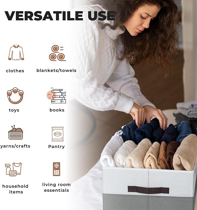 Criusia 6 Pack Clothes Bins for Organization - 16x12 Extra Large Storage Baskets for Shelves Closet Bedroom - Toy Storage Organizer Bins Boxes Cubes for Nursery - RV Apartment Essentials