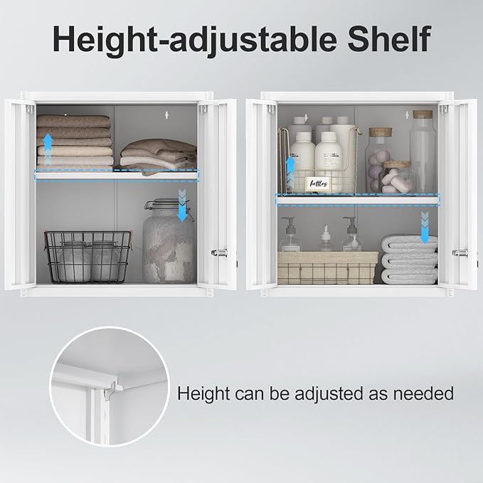 Metal Wall Cabinet,Garage Wall Mounted Cabinets,Steel Locking Cabinet,Metal Wall Cabinets for Office,Wall Cabinets with Doors and Shelves,Garage Cabinets for Home,Basement