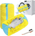 Shoe Washing Machine Bag - 2Pack Laundry Shoe Bag for Washer and Dryer, Reusable Shoe Cleaning Bag for All Shoe Sizes, 360° Deep Clean for Tennis Shoes, Sneakers, Includes 1 Brush (Yellow)