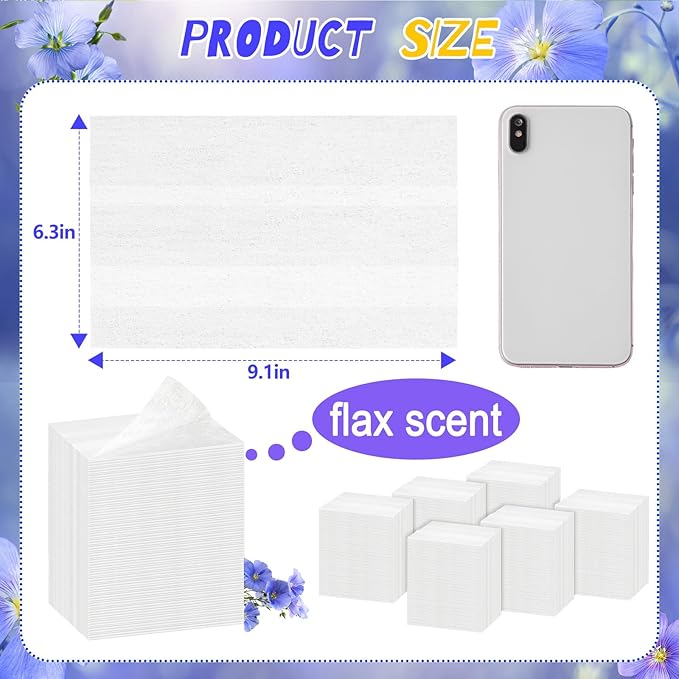 600 Count Flax Scent Dryer Sheets Fabric Softener Fresh Scent Dryer Sheets Bulk Naturally Softens and Removes Static Cling, Ideal for Large Households, Sensitive Skin