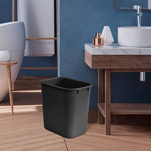 Acrimet Wastebasket, Deskside Bin, 6.75 Gallon/ 27 Quart/ 24 Liter (Plastic) (Black Color) (Set of 4)