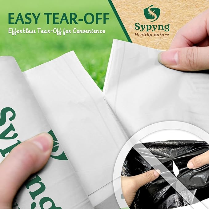 Compostable Kitchen Waste Trash Bags 1.6-2 Gallon (100 Pack) Heavy Duty 100% Biodegradable White Compost Bags for Countertop Bin, ASTM D6400, BPI & OK Compost HOME Certified, Eco-Friendly & Recyclable