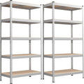 SONGMICS 5-Tier Storage Shelves, Load 2310 lb, Set of 2 Garage Storage, Boltless Assembly, Adjustable Shelving Unit, 17.7 x 35.4 x 70.9 Inches, for Study Shed Basement, Silver UGLR450E02