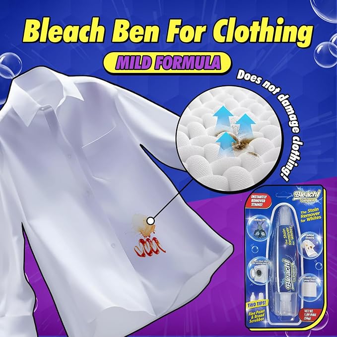 Bleach Pen For Clothing, Bleach Pen, Stain Remover Pen, Clothing Bleached DIY design, Travel Accessories, Lnstantly Remove Stains, Pearl white (1.89 Fl Oz (Pack of 1), Lemon)