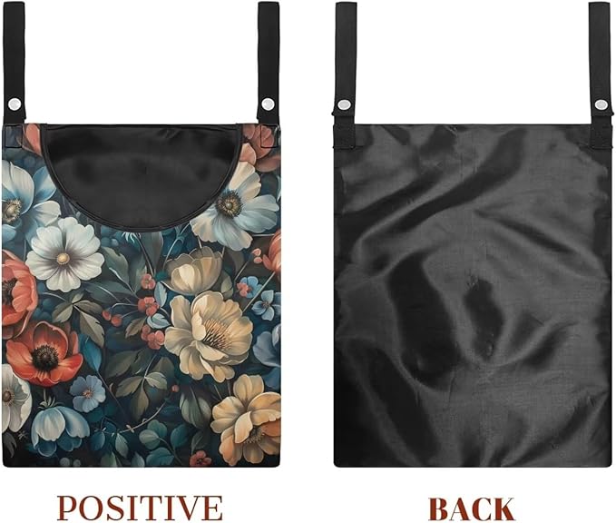 Art Flowers Clothes Pin Bag Holder - 14.5 x 12 Inch Lightweight Clothespin Bag for Easy Hang