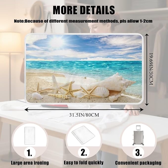 Ironing Mat Hawaiian Beach Heat Resistant Ironing Blanket Thick Portable Travel Ironing Pad for Table Top Washer and Dryer,Large Foldable Ironing Padding 32 x 16 Inch
