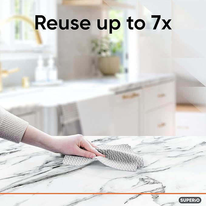 Superio Handy Wipes for Kitchen Multi-Purpose Heavy-Duty Reusable Cleaning Cloth for House, Bathroom, and Office. Disposable Dish Towel (10 Grey)
