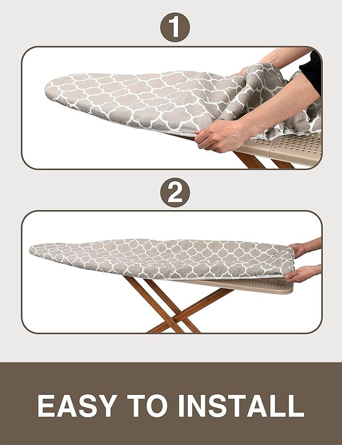 Extra Thick Ironing Board Cover and Pad, Resist Scorching and Staining, 15x54 Reflective Silicone Ironing Board Cover, Elastic Edges, 4 Fasteners, Protective Scorch Mesh Cloth