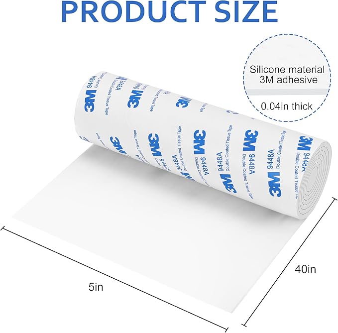 Silicone Furniture Pads, 5" x 40" Non Slip Furniture Pads Anti Skid Pads Non Slip Self Adhesive Cuttable Silicone Tape Strip Roll for Protecting Hardwood Floors Chair Wall Protector - White