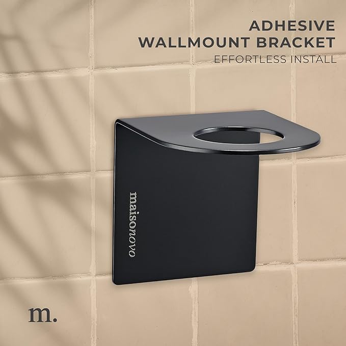 MaisoNovo Shampoo and Conditioner Dispenser - Shower Soap Dispenser Wall Mounted - 16.9 fl oz Set of 3 Black Plastic Bottles Black Pump - Shampoo Dispenser, Shower Dispenser