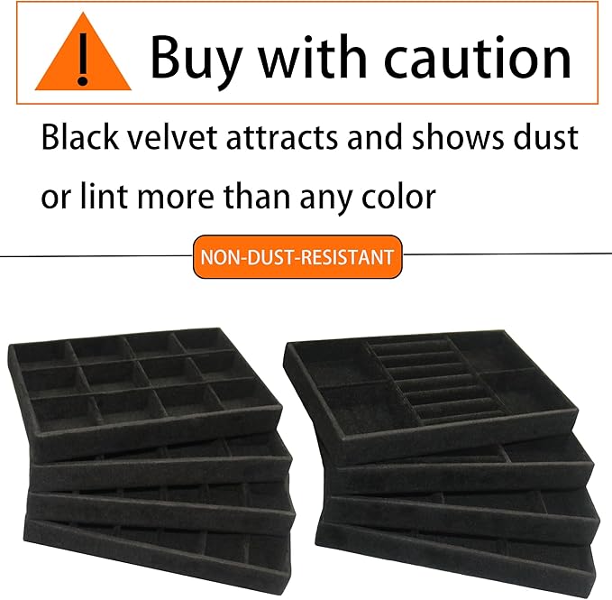 Jewelry Organizer Drawer 8 Set Jewelry Boxes Velvet Jewelry Drawer Organizer Stackable Jewelry Tray for Earring Necklace Display