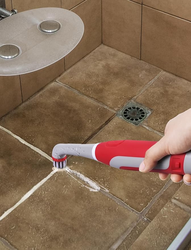 Sweepulire Electric Grout Brush, Battery Operated Power Scrubber with Stainless Steel Wire Brush, Multi-Purpose Tile Grout Cleaner Brush for Cleaning Grout, Tile, Corner, Kitchen, Shower, Tight Space