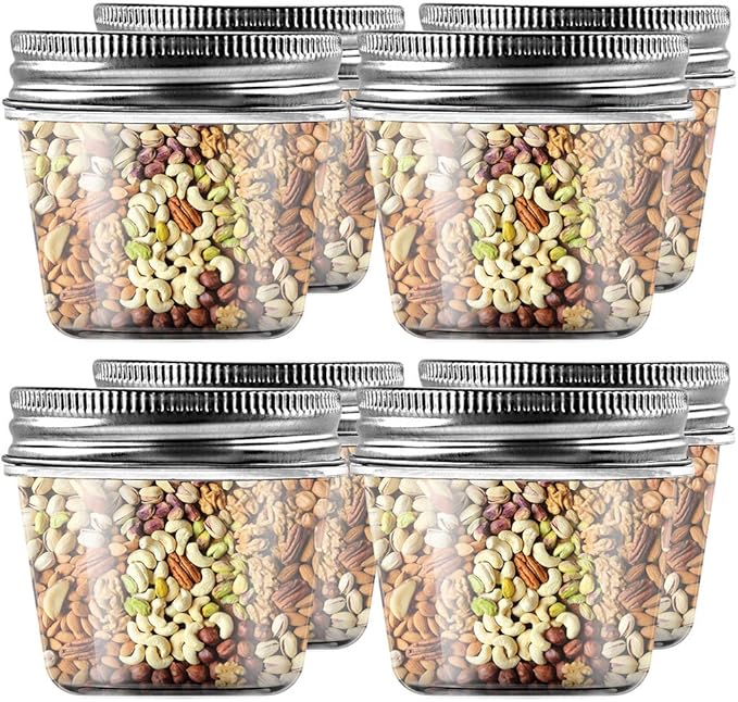 novelinks 4 Ounce Clear Plastic Jars Containers With Screw On Lids - Refillable Round Empty Plastic Slime Storage Containers for Kitchen & Household Storage - BPA Free (40 Pack)