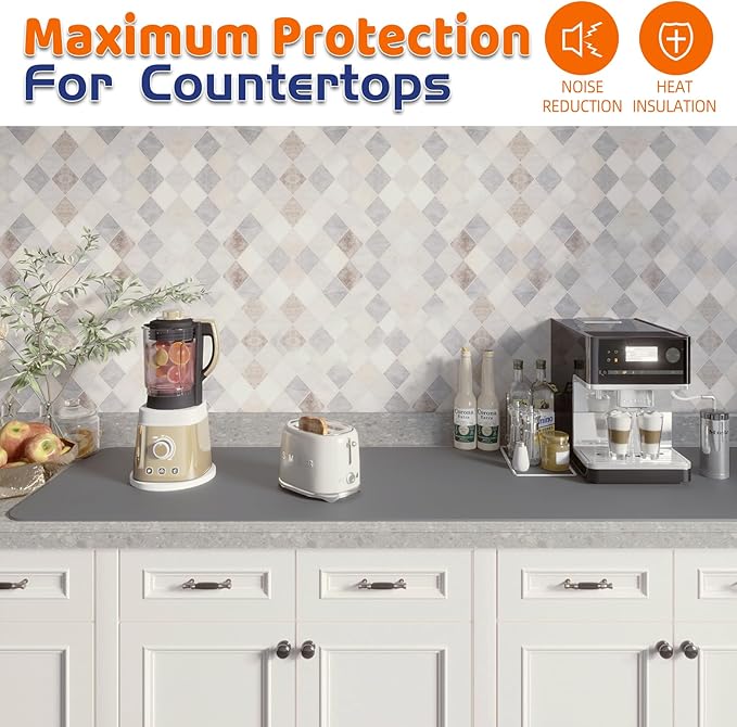 Warome Silicone Mat,78.7”x 23.6” Heat Resistant Mats for Countertop,Extra Large Countertop Protector Mat, Multi-functional Cuttable Kitchen Counter Mat, Silicone Mats for Kitchen Counter/Crafts- Grey